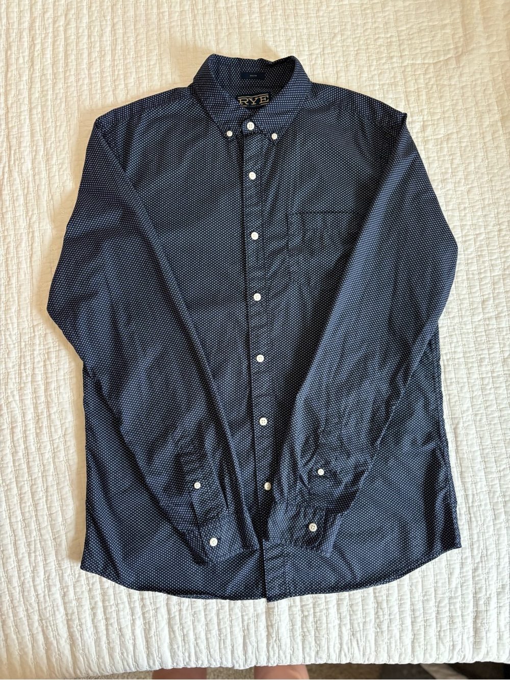 Rye Navy Microdot Button-Down Shirt
